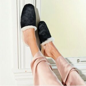 FREDA SALVADOR James Genuine Calf Hair & Shearling Slipper - Black (7/8) - BNIB